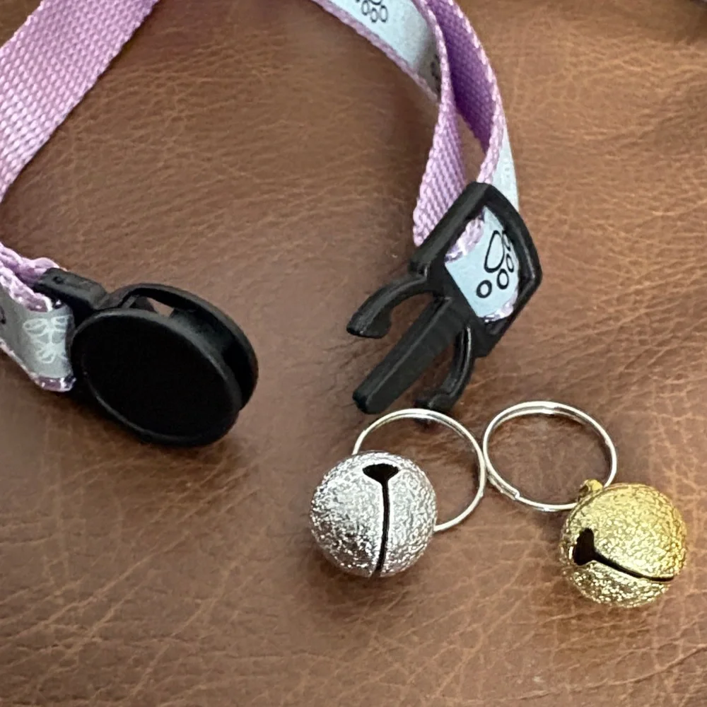 Adjustable Pink Cat Collar with Paw Print Charm - Brand: